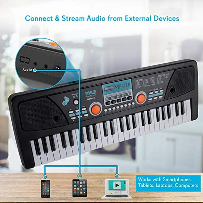 Pyle 49-Key Electric Piano Keyboard - Portable Digital Music Keyboard with Drum Pad, Microphone, Record & Playback Mode for Beginners and Kids by Pyle - Image 3