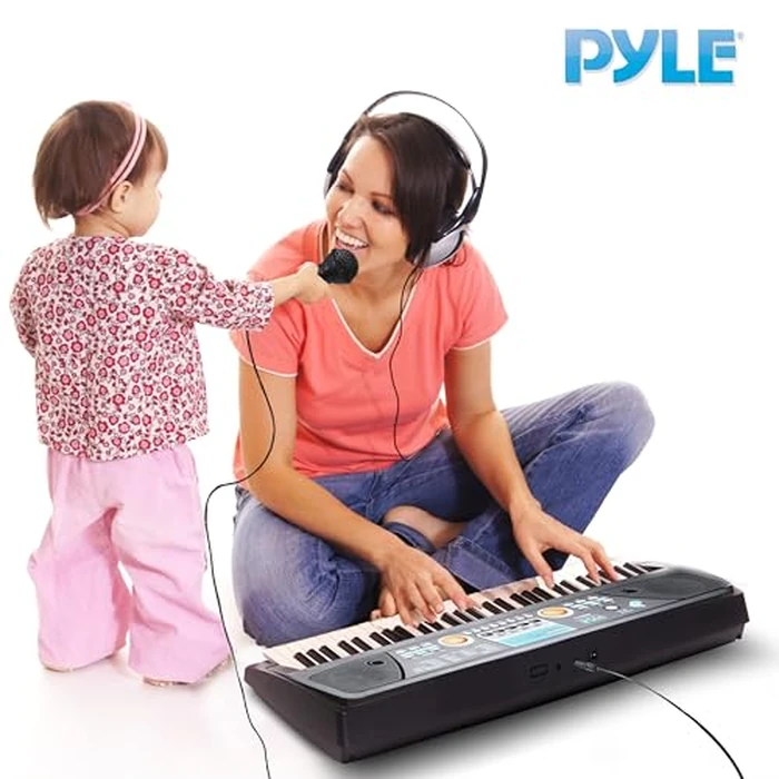 Pyle 49-Key Electric Piano Keyboard - Portable Digital Music Keyboard with Drum Pad, Microphone, Record & Playback Mode for Beginners and Kids by Pyle - Image 6