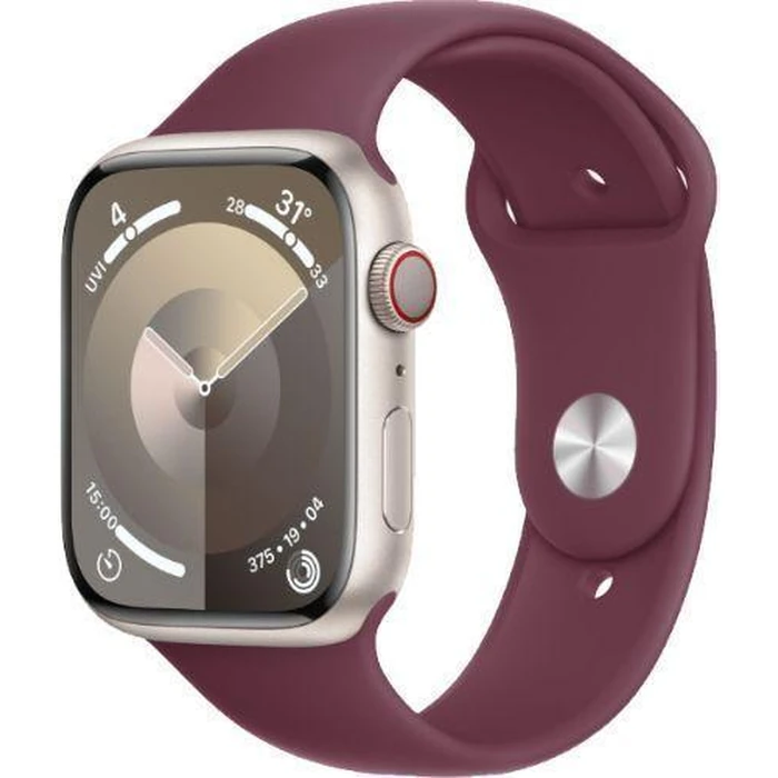 Apple Watch Series 9 (GPS) - 64GB - 41mm - Starlight Aluminum Case with Mulberry Rubber Sport Band - Medium/Large Size by Apple - Image 2