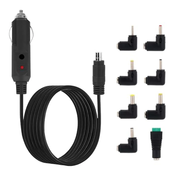 12V Car Charger Power Cord Set, Reusable Power Cord with 8 DC Connectors for Socket Compatible with Portable DVD Player, Car DVR, GPS, Bluetooth Speaker, etc by BTFO - Image 1