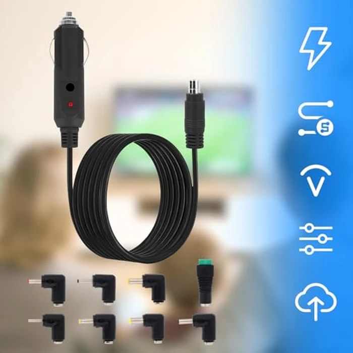 12V Car Charger Power Cord Set, Reusable Power Cord with 8 DC Connectors for Socket Compatible with Portable DVD Player, Car DVR, GPS, Bluetooth Speaker, etc by BTFO - Image 3