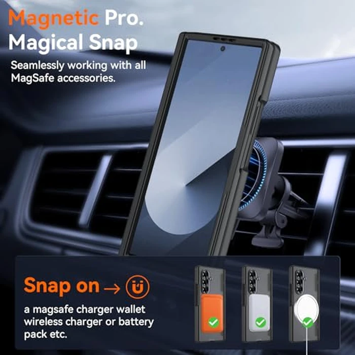 Upgraded 360 degrees Spin Magnetic Invisible Ring Stand for Samsung Galaxy Z Fold 7 Case,[Compatible with MagSafe][S Pen Holder][Hinge Protection][Screen Protector],Shockproof Full Body Phone Cover(Black-1) by muitq - Image 3