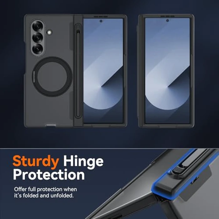 Upgraded 360 degrees Spin Magnetic Invisible Ring Stand for Samsung Galaxy Z Fold 7 Case,[Compatible with MagSafe][S Pen Holder][Hinge Protection][Screen Protector],Shockproof Full Body Phone Cover(Black-1) by muitq - Image 6