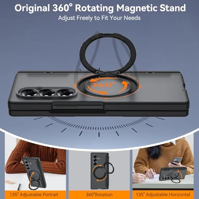 Upgraded 360 degrees Spin Magnetic Invisible Ring Stand for Samsung Galaxy Z Fold 7 Case,[Compatible with MagSafe][S Pen Holder][Hinge Protection][Screen Protector],Shockproof Full Body Phone Cover(Black-1) by muitq - Image 7