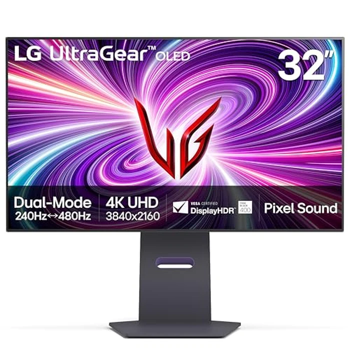 LG 32GS95UE-B 32'' Ultragear(TM) OLED Gaming Monitor with UHD Display Dual Mode 240Hz, 480Hz 0.03ms G-SYNC, FreeSync Premium Pro, HDR400 True Black, HDMI 2.1, Anti-Glare Tilt/Height/Swivel Stand by LG - Used - Very Good condition