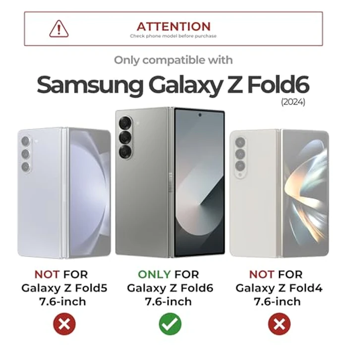 Dexnor for Samsung Galaxy Z Fold 6 Case with Ring Stand & S Pen Holder & Slide Camera Cover & Hinge Protection & Screen Protector,Heavy Duty Bumper Rugged Case Cover for Z Fold 6(2024),Black by Dexnor - Image 2