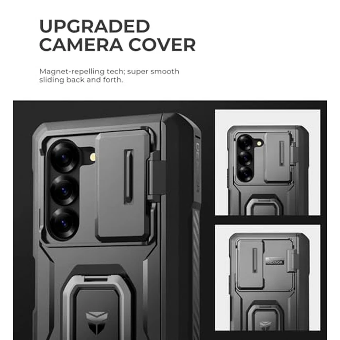 Dexnor for Samsung Galaxy Z Fold 6 Case with Ring Stand & S Pen Holder & Slide Camera Cover & Hinge Protection & Screen Protector,Heavy Duty Bumper Rugged Case Cover for Z Fold 6(2024),Black by Dexnor - Image 3