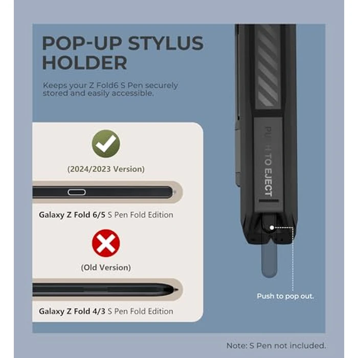 Dexnor for Samsung Galaxy Z Fold 6 Case with Ring Stand & S Pen Holder & Slide Camera Cover & Hinge Protection & Screen Protector,Heavy Duty Bumper Rugged Case Cover for Z Fold 6(2024),Black by Dexnor - Image 4