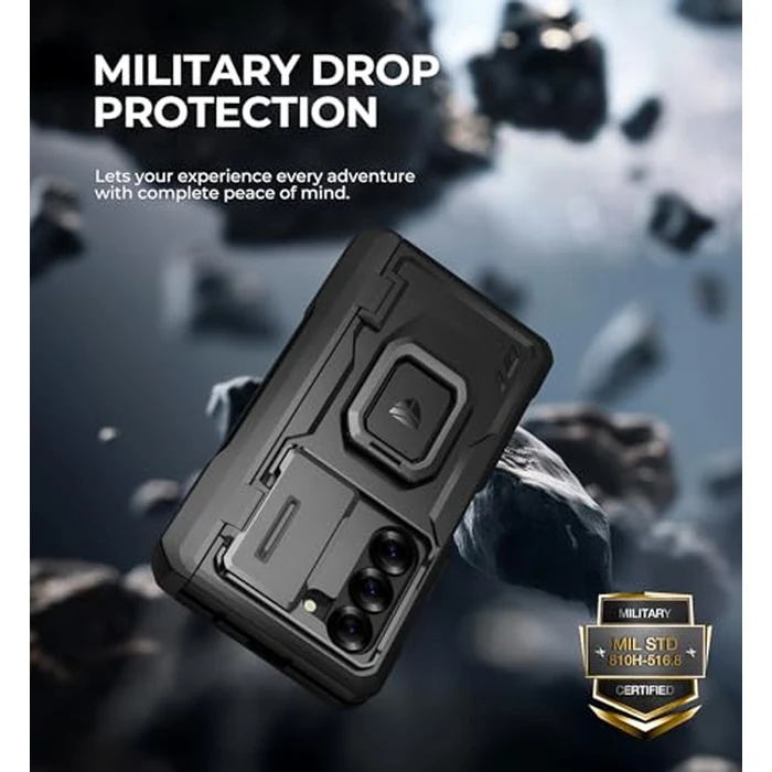 Dexnor for Samsung Galaxy Z Fold 6 Case with Ring Stand & S Pen Holder & Slide Camera Cover & Hinge Protection & Screen Protector,Heavy Duty Bumper Rugged Case Cover for Z Fold 6(2024),Black by Dexnor - Image 6