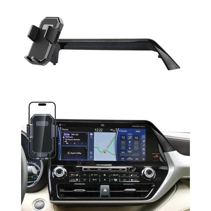 PZK Car Phone Holder for Toyota Highlander Hybrid Lmited/Platinum 2020-2024 2025 Accessories Only for 12.3-inch Screen Auto Lock Car Phone Mount Hands Free 360 degrees Rotation (Not Fit 8-Inch L/LE/XLE) by PZK - Image 1