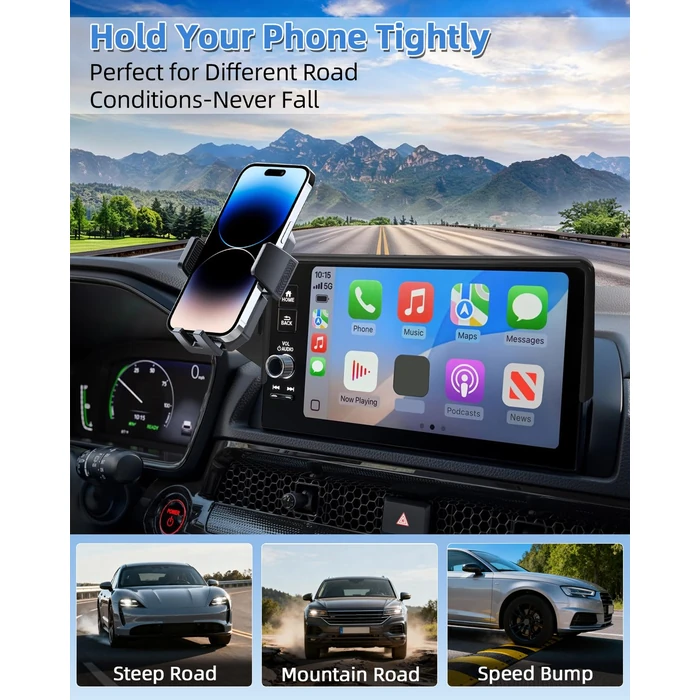 PZK Car Phone Holder for Toyota Highlander Hybrid Lmited/Platinum 2020-2024 2025 Accessories Only for 12.3-inch Screen Auto Lock Car Phone Mount Hands Free 360 degrees Rotation (Not Fit 8-Inch L/LE/XLE) by PZK - Image 8