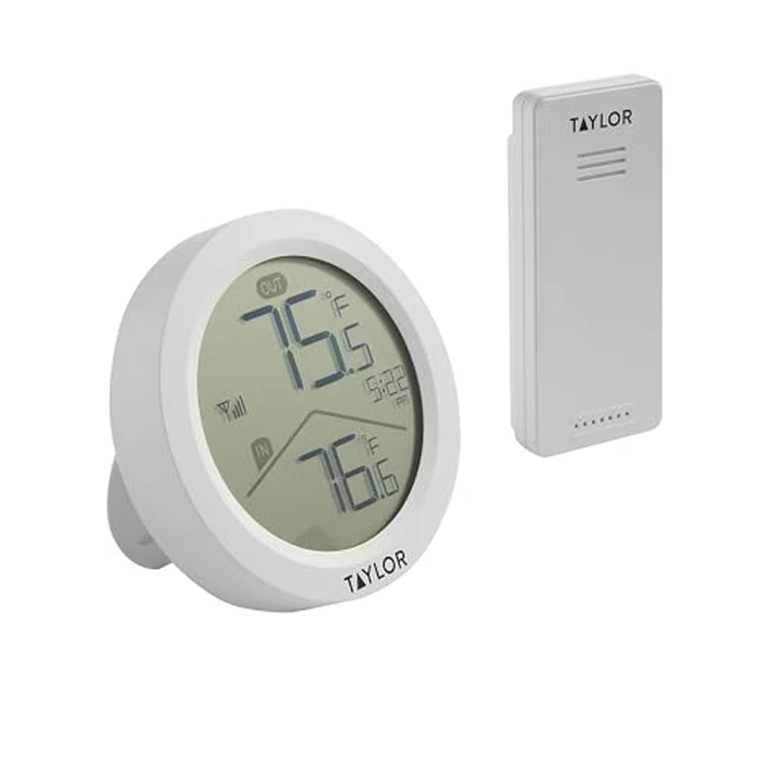 Taylor Digital Wireless Round Indoor Comfort Level Thermometer and Clock, Wireless Remote Sensor, Easy-to-Read Display for Home, Office, Greenhouse, Nursery, and Indoor Areas, LCD, White by Taylor - Image 6