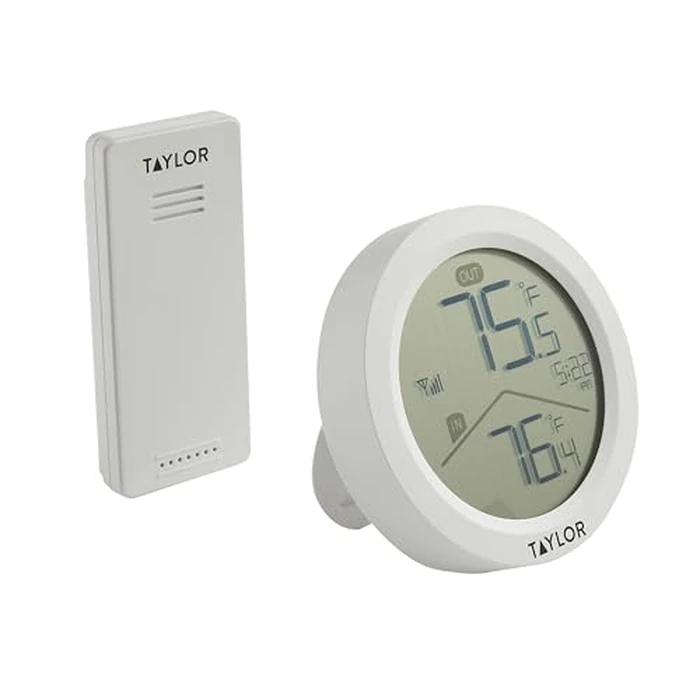Taylor Digital Wireless Round Indoor Comfort Level Thermometer and Clock, Wireless Remote Sensor, Easy-to-Read Display for Home, Office, Greenhouse, Nursery, and Indoor Areas, LCD, White by Taylor - Image 7