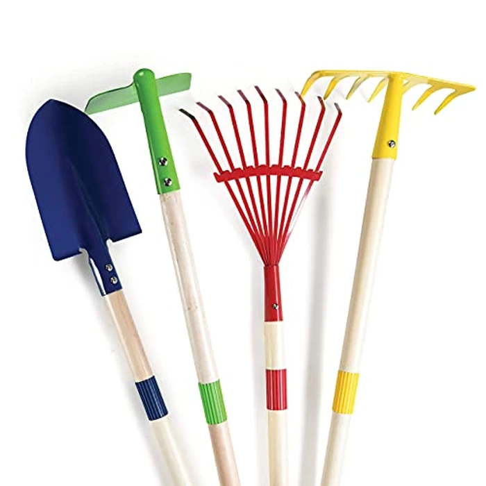 Play22 Kids Garden Tool Set Toy 4-Piece - Shovel, Rake, Hoe, Leaf Rake, Wooden Gardening Tools for Kids Best Outdoor Toys Gift for Boys and Girls by Play22 - Image 8