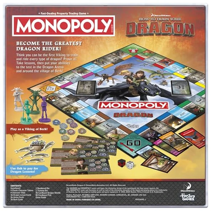 DreamWorks How to Train Your Dragon Edition Monopoly Board Game | Ages 8+ | 2 to 4 Players | 45 Mins. | Fun Family Games for Kids, Teens, and Adults | Kids Gifts (Amazon Exclusive) by Hasbro Gaming - Image 2