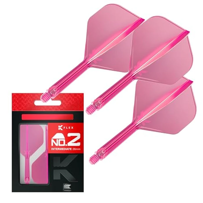 Target Darts K Flex Integrated Dart Flights and Shafts, No.2 Pink (Intermediate) | Pack of 3 K-Flex - No2, Kflex All in One Moulded Dart Flight & Stem | Professional Dart Accessories by Target Darts - Image 1