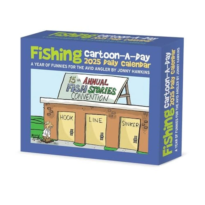 Fishing Cartoon-A-Day by Jonny Hawkins 2025 6.2" x 5.4" Box Calendar by WILLOW CREEK - Used - Like New condition - CA$9.26