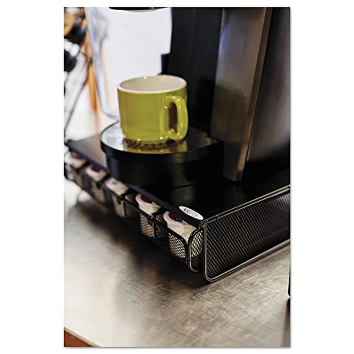 Safco Coffee and Sugar Organizer 3274BL Hospitality Tray, Home, Office, & Hotel, 1 Drawer, Black, 12"W x 11"D x 3 ¼"H by Safco - Image 2