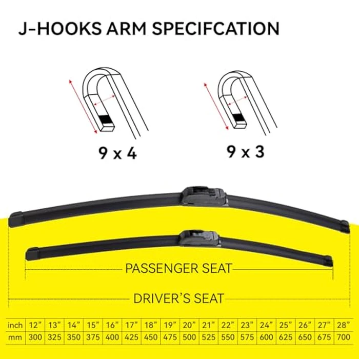 DOGTAIL 19"+ 17" Windshield Wiper Blades for My Car, Premium All-Season Automotive Replacement Wiper Blades by Vehicle J Hook by DOG TAIL - Image 2