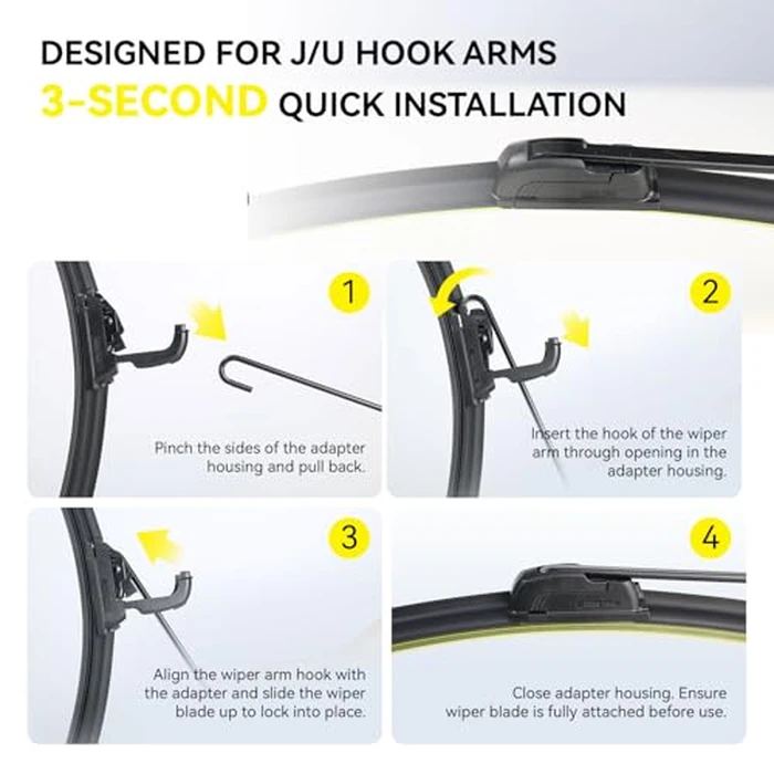 DOGTAIL 19"+ 17" Windshield Wiper Blades for My Car, Premium All-Season Automotive Replacement Wiper Blades by Vehicle J Hook by DOG TAIL - Image 3