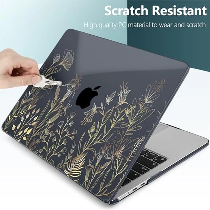DONGKE Compatible with M4 MacBook Air 15 inch Case 2025 2024 2023 A3241 A3114 A2941 M3 M2 Liquid Retina Display Touch ID, Plastic Hard Case & Keyboard Skin & Screen Protector - Floral Blooming by DONGKE - Image 4