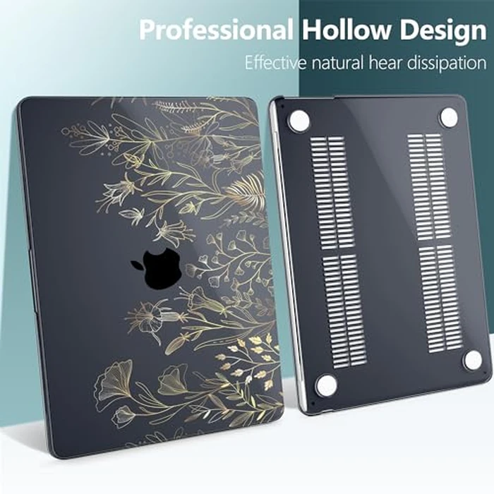 DONGKE Compatible with M4 MacBook Air 15 inch Case 2025 2024 2023 A3241 A3114 A2941 M3 M2 Liquid Retina Display Touch ID, Plastic Hard Case & Keyboard Skin & Screen Protector - Floral Blooming by DONGKE - Image 5