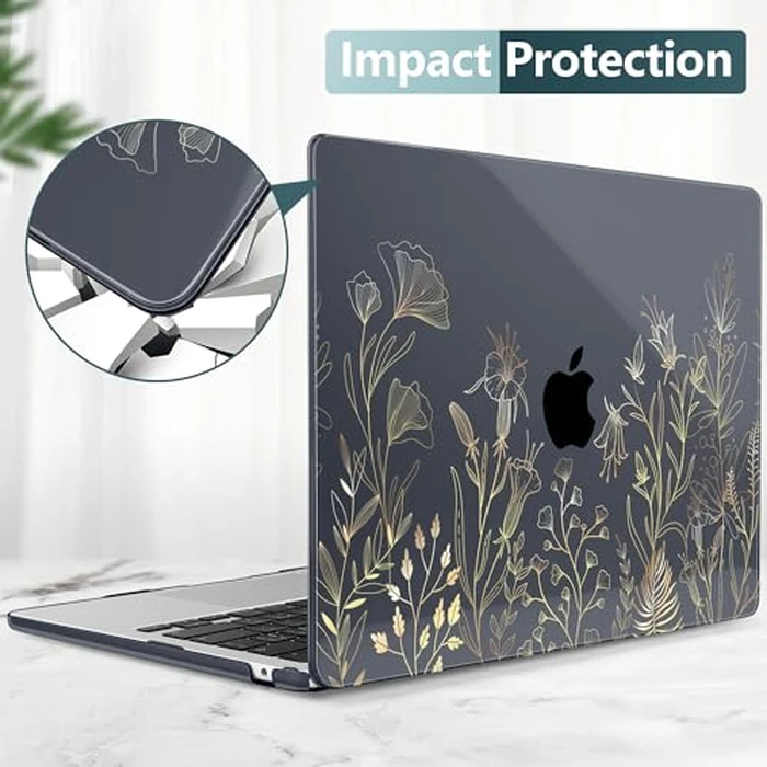 DONGKE Compatible with M4 MacBook Air 15 inch Case 2025 2024 2023 A3241 A3114 A2941 M3 M2 Liquid Retina Display Touch ID, Plastic Hard Case & Keyboard Skin & Screen Protector - Floral Blooming by DONGKE - Image 6