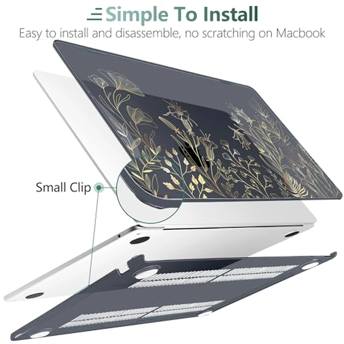 DONGKE Compatible with M4 MacBook Air 15 inch Case 2025 2024 2023 A3241 A3114 A2941 M3 M2 Liquid Retina Display Touch ID, Plastic Hard Case & Keyboard Skin & Screen Protector - Floral Blooming by DONGKE - Image 7