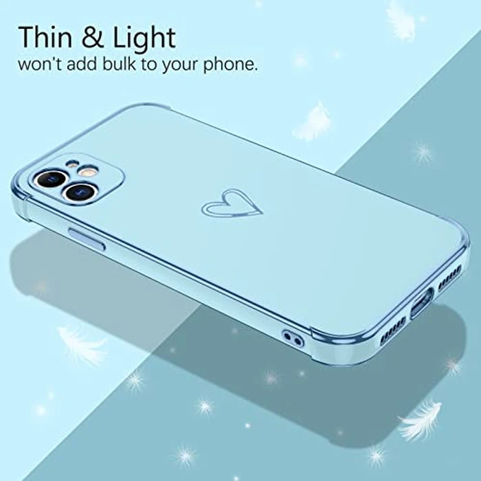 GUAGUA Case for iPhone 11, iPhone 11 Cases Cute Heart Pattern Soft TPU Plating Cover for Women Girls with Camera Protection & 4 Corners Shockproof Protection Phone Cases for iPhone 11 6.1" Baby Blue by GuaGua - Image 2