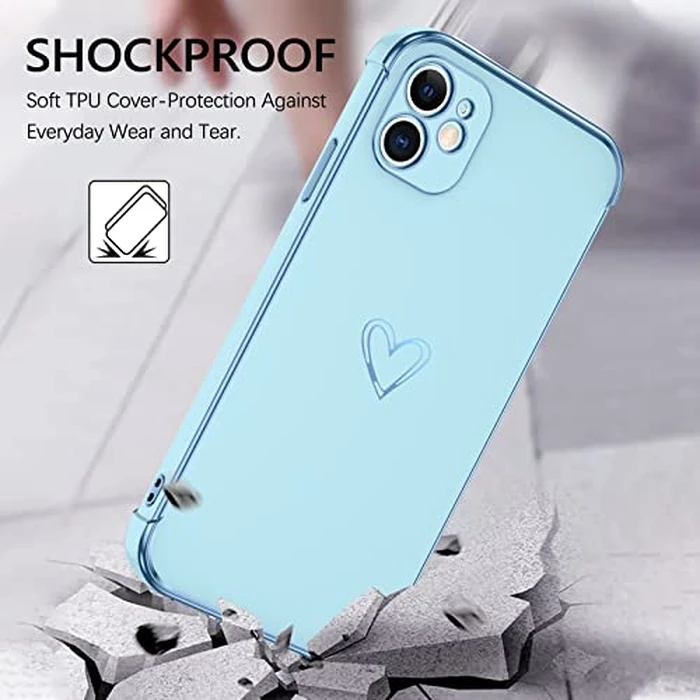GUAGUA Case for iPhone 11, iPhone 11 Cases Cute Heart Pattern Soft TPU Plating Cover for Women Girls with Camera Protection & 4 Corners Shockproof Protection Phone Cases for iPhone 11 6.1" Baby Blue by GuaGua - Image 4