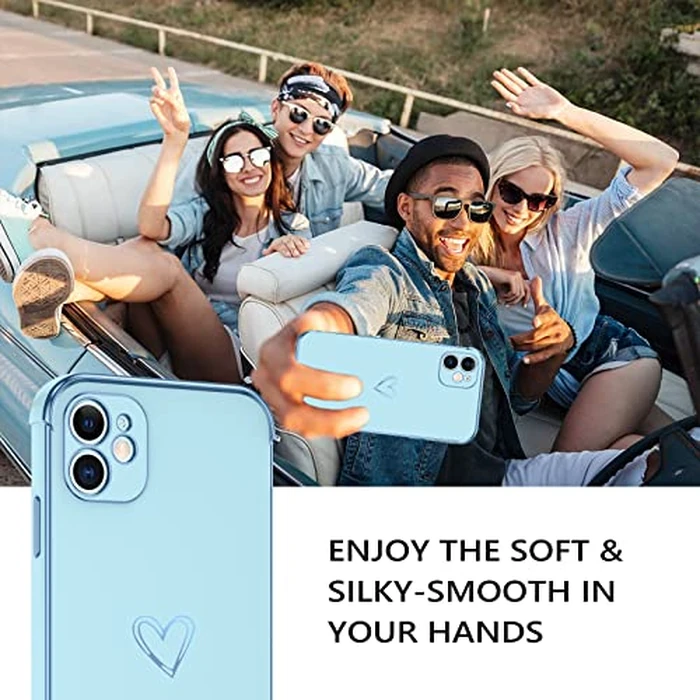 GUAGUA Case for iPhone 11, iPhone 11 Cases Cute Heart Pattern Soft TPU Plating Cover for Women Girls with Camera Protection & 4 Corners Shockproof Protection Phone Cases for iPhone 11 6.1" Baby Blue by GuaGua - Image 5