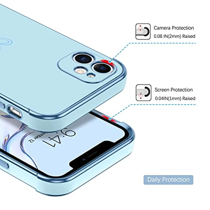 GUAGUA Case for iPhone 11, iPhone 11 Cases Cute Heart Pattern Soft TPU Plating Cover for Women Girls with Camera Protection & 4 Corners Shockproof Protection Phone Cases for iPhone 11 6.1" Baby Blue by GuaGua - Image 6