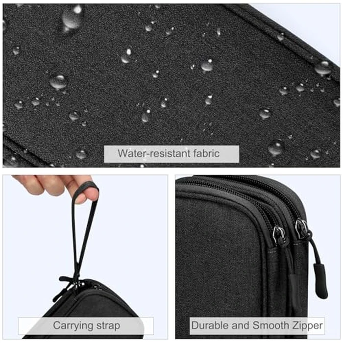 FYY Travel Cable Organizer Pouch Electronic Accessories Carry Case Portable Waterproof Double Layers All-in-One Storage Bag for Cord, Charger, Phone, Earphone Black by FYY - Image 4