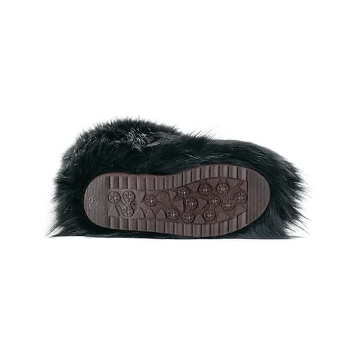 IXU Women's Faux Fur Boot Furry Fluffy Round Toe Suede Winter Comfy Plush Warm Short Outdoor Indoor Flat Shoes Knee-High Boots by IXU - Image 6