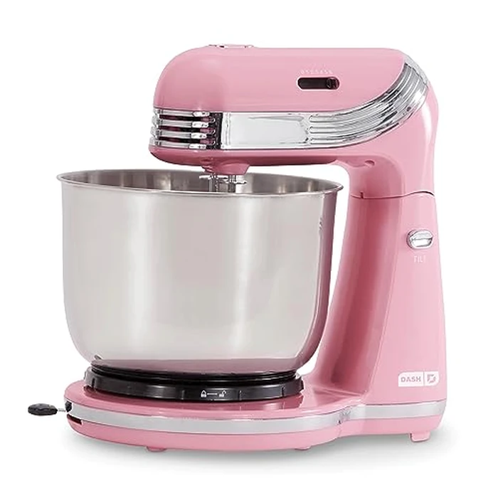 Dash Everyday Stand Mixer - Compact Tilt-Head Stand Mixer for Everyday Recipes - 6-Speed Power with Stainless Steel Bowl - Pink, 3-Quart by DASH - Used - Very Good condition