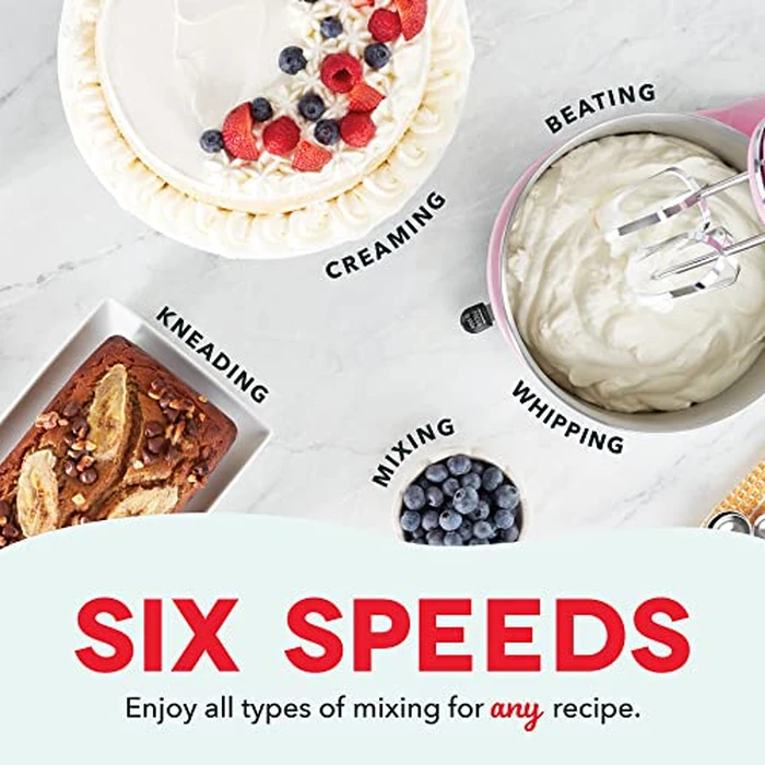 Dash Everyday Stand Mixer - Compact Tilt-Head Stand Mixer for Everyday Recipes - 6-Speed Power with Stainless Steel Bowl - Pink, 3-Quart by DASH - Image 3