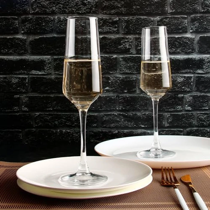 Champagne Glasses Set of 12, Elegant Champagne Flutes, Modern Sparkling Wine Glasses for Home Bar, Wedding, Anniversary, 8 oz, Clear by CZUMJJ - Image 4