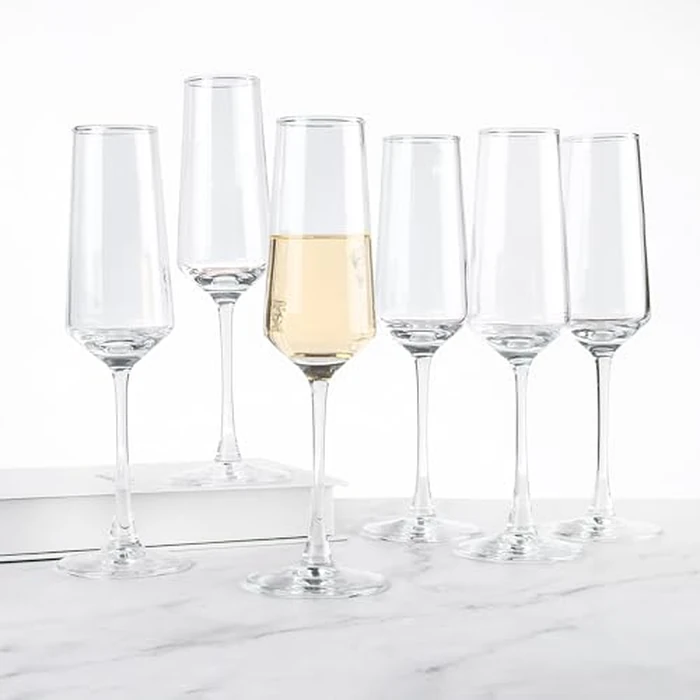 Champagne Glasses Set of 12, Elegant Champagne Flutes, Modern Sparkling Wine Glasses for Home Bar, Wedding, Anniversary, 8 oz, Clear by CZUMJJ - Image 7
