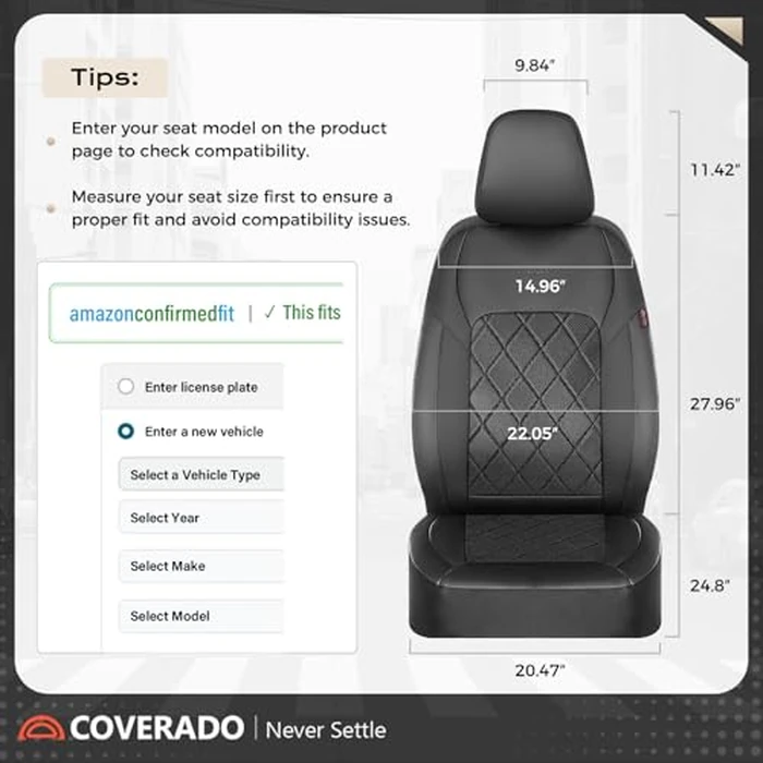 Coverado Car Seat Covers, Seat Covers Full Set, 5 Seats Automotive Seat Cover, Mesh Breathable Seat Protectors, Universal Fit for Most Cars by Coverado - Image 5