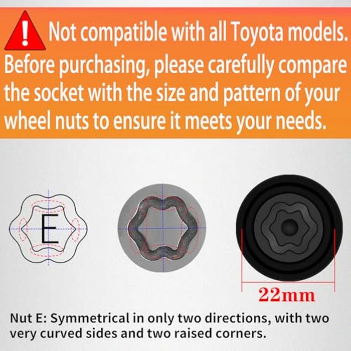 JEUCLEL E-Wheel Locking Nut Key Compatible with Toyota Models, Lexus, Tacoma, Wheel Lock Nut Socket Adapter, Anti-Theft Lug Removal Tool, Socket Remover Hand Repair Tool by JEUCLEL - Image 2