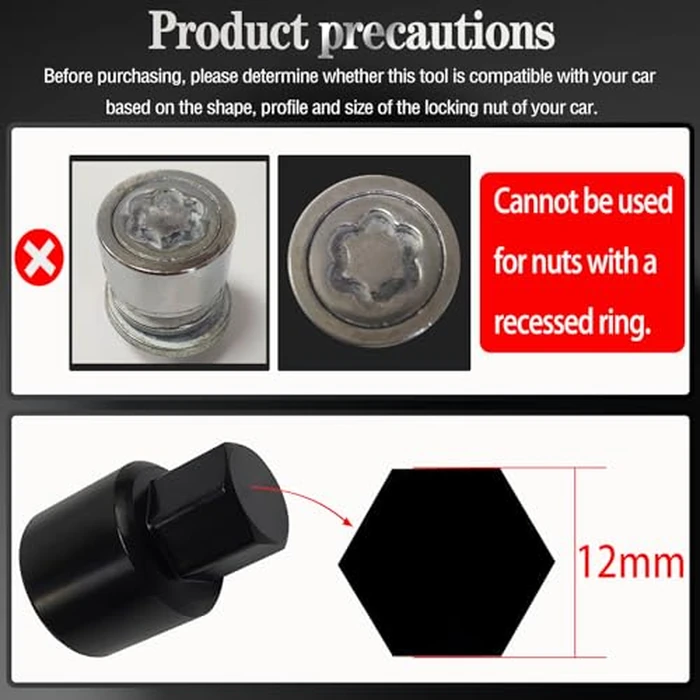 JEUCLEL E-Wheel Locking Nut Key Compatible with Toyota Models, Lexus, Tacoma, Wheel Lock Nut Socket Adapter, Anti-Theft Lug Removal Tool, Socket Remover Hand Repair Tool by JEUCLEL - Image 6