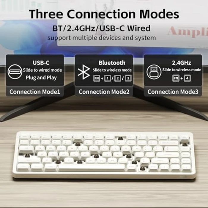 NuPhy Node75 Wireless Mechanical Keyboard, 75% Hot Swappable Custom Low Profile Keyboard, 84 Keys Computer Gaming Keyboards, Supports Touch Gestures, PBT Keycaps, RGB Backlit, Bluetooth/2.4GHz/USB-C by nuphy - Image 2