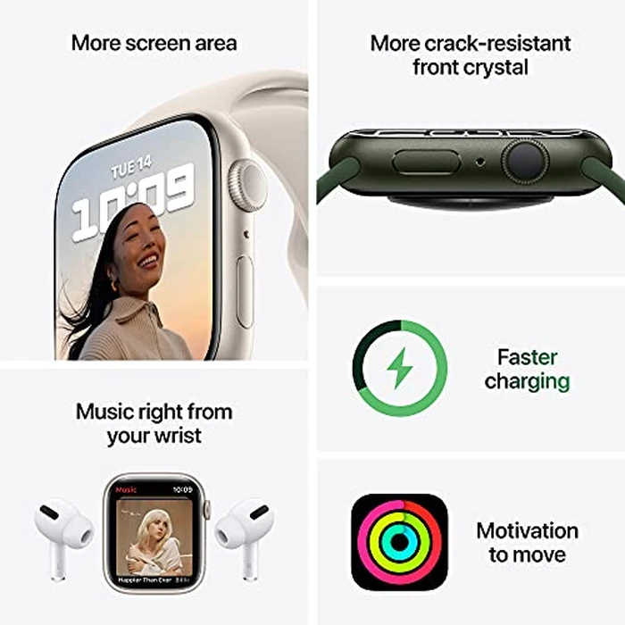 Apple Watch Series 7 [GPS 41mm] Smart Watch w/Midnight Aluminum Case with Midnight Sport Band. Fitness Tracker, Blood Oxygen & ECG Apps, Always-On Retina Display, Water Resistant by Apple - Image 4
