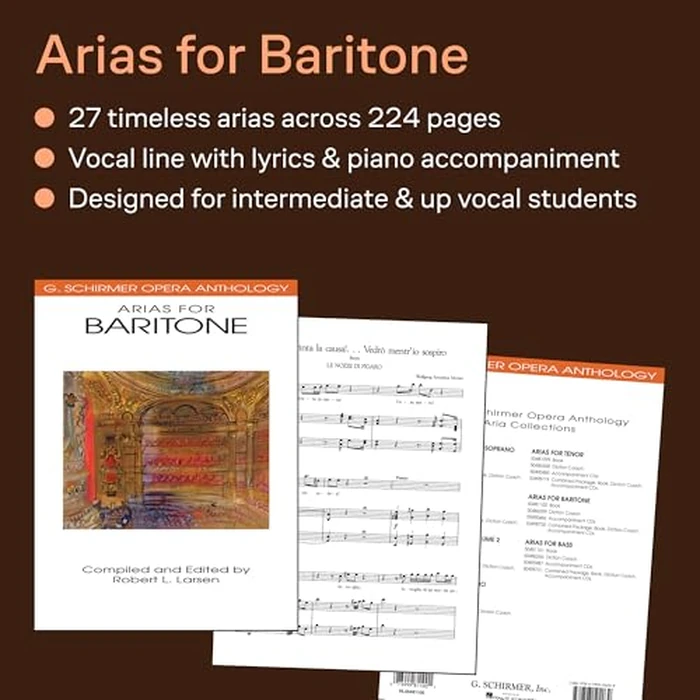 Various Composers Arias for Baritone | G. Schirmer Opera Anthology | Vocal Collection with Piano Accompaniment | Classical Opera Sheet Music for Baritone Voice | Essential Songbook for Performers by G. Schirmer, Inc. - Used - Like New condition - CA$16.58
