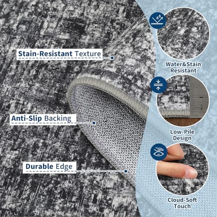GarveeHome Modern Solid Area Rug 2x6 Washable Hallway Runner Rugs Non Slip Neutral Rug for Living Room Floor Carpet for Bedroom Kitchen Bathroom Nursery Carpet for Bedside Laundry Room by GarveeHome - Image 5