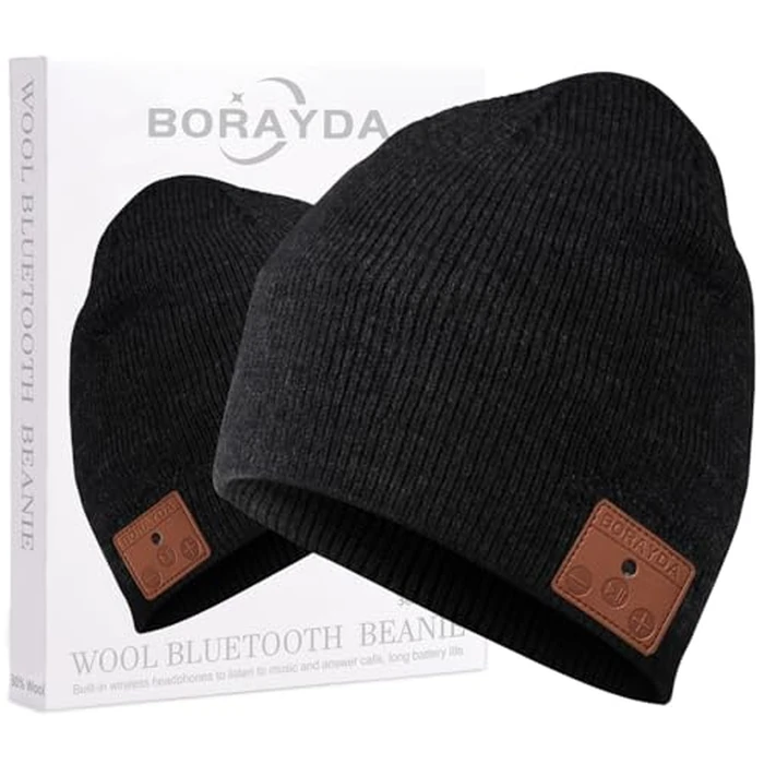 BORAYDA Merino Wool Bluetooth Beanie, HD Stereo,30 Hours Play Time,Built-in Microphone, Men's/Women's Christmas Electronic Gift (Black) by BORAYDA - Used - Like New condition
