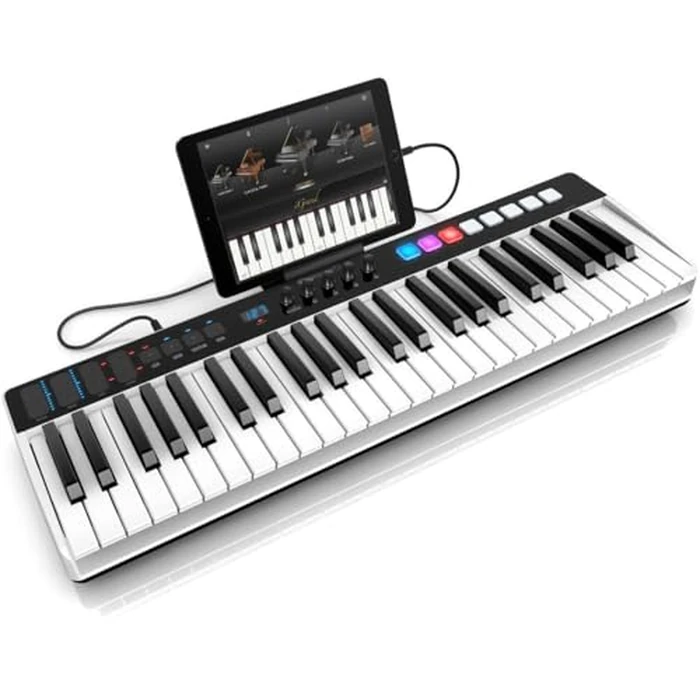 IK Multimedia iRig Keys I/O 49 portable keyboard MIDI controller 24-bit/ 96Khz audio interface full-size synth velocity-sensitive, 48V phantom power, XLR mic preamp, iPhone, iPad, Android, Mac, PC by IK Multimedia - Image 4