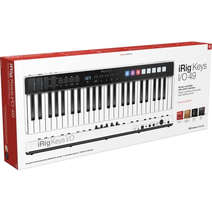 IK Multimedia iRig Keys I/O 49 portable keyboard MIDI controller 24-bit/ 96Khz audio interface full-size synth velocity-sensitive, 48V phantom power, XLR mic preamp, iPhone, iPad, Android, Mac, PC by IK Multimedia - Image 5