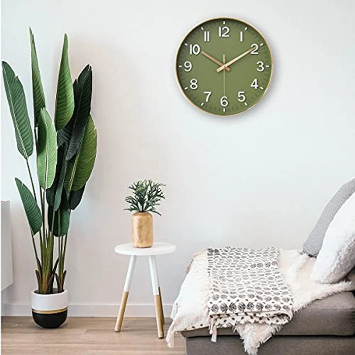 HZDHCLH Wall Clocks Battery Operated,12 inch Silent Non Ticking Modern Wall Clock for Living Room Bedroom Kitchen Office Classroom Decor (Olive Green and Gold) by HZDHCLH - Image 4