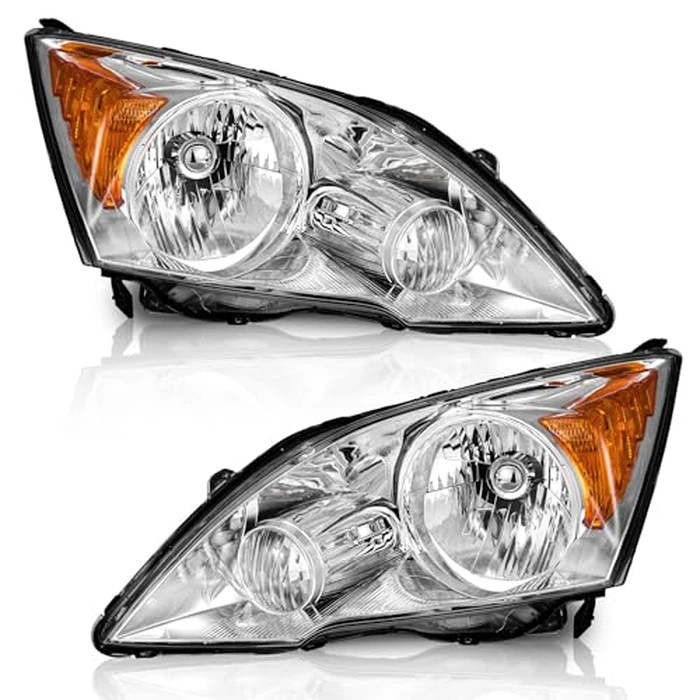 WEELMOTO for 2007-2011 HONDA CR-V EX, EX-L, LX, SE [4-Door Sport Utility] Headlights Pair Headlamp set Chrome Housing Amber Reflector Left+Right Side by WEELMOTO - Used - Good condition - CA$141.90